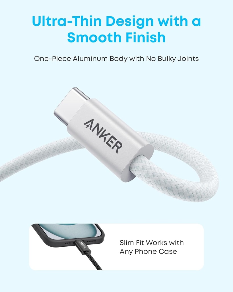 Anker Zolo USB to USB C Cable for CarPlay (6 ft, Black) 