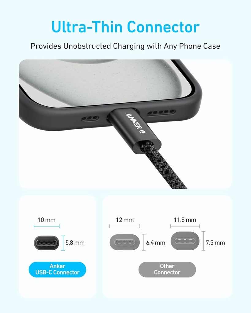 Anker Zolo USB C to USB C Cable, 240W Fast Charging Cable (6 ft, Black) 