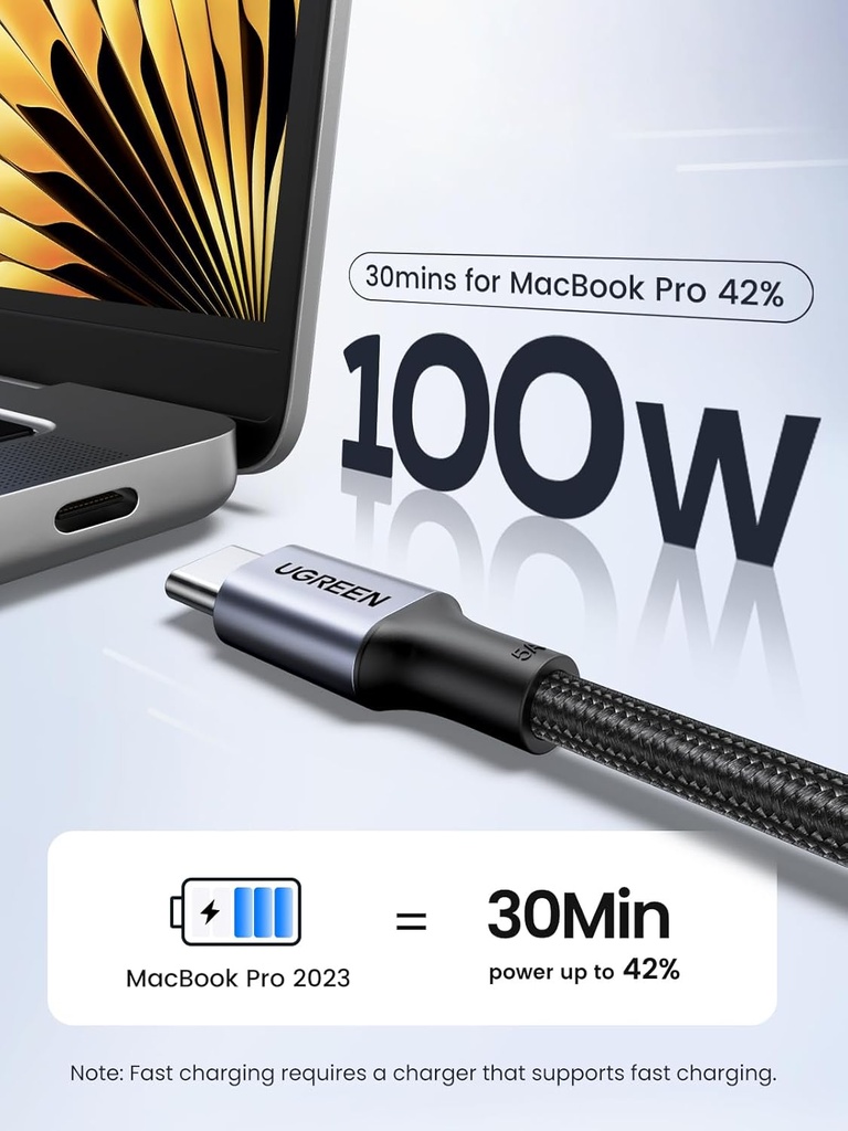 UGREEN USB C to USB C Cable, 100W 2-Pack USB C Charger Cable for iPhone