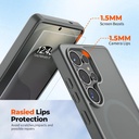 SUPFINE Magnetic for Samsung Galaxy S25 Ultra Case with Screen Protector, (Built-in Magnets) (Military Grade Drop Protection) Slim Translucent Shockproof Phone Case,Titanium Gray 