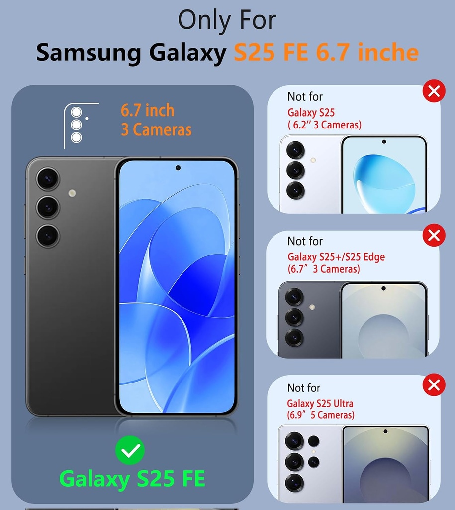 FNTCASE for Samsung Galaxy S25 FE Case: Shockproof Protective Non Slip | With Screen Protector, Shockproof Drop Protection, Matte Textured Protective Cell Phone Cover, for Daily Use, Black