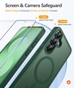 FNTCASE Case for Samsung Galaxy S25 FE with Screen Protector | Translucent Matte Magnetic Back, 14FT Military Grade Drop Protection, Slim Shockproof. Green
