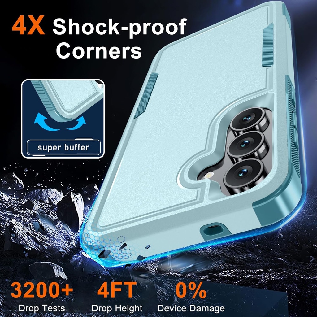 RMOCR for Samsung Galaxy S25 FE Case,Military Grade Phone Cover,Mint Green | Heavy Duty Shockproof Case, with Screen Protector+Camera Lens Cover+Wrist...