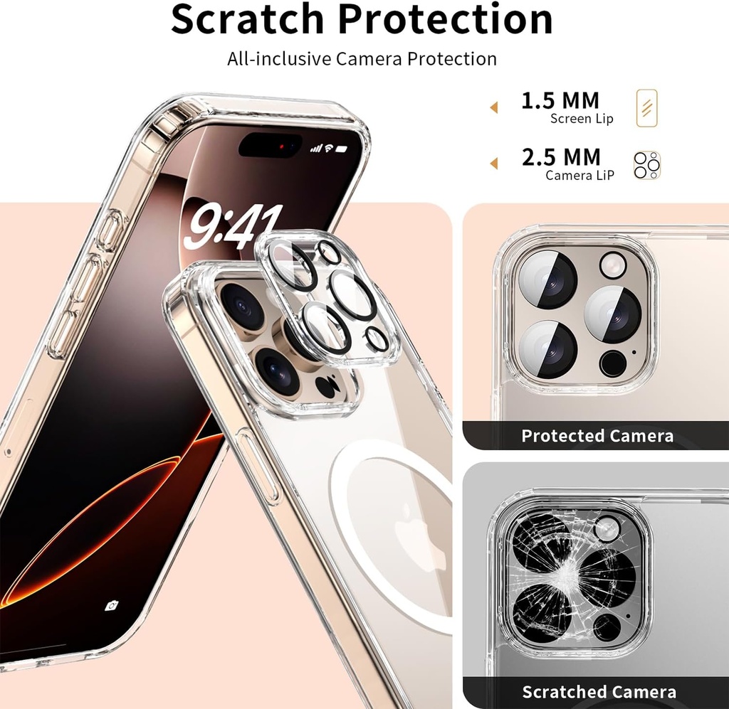 LWLFEKA iPhone 16 Pro Case with Privacy Screen Protectors & Full Camera Cover ( Clear )