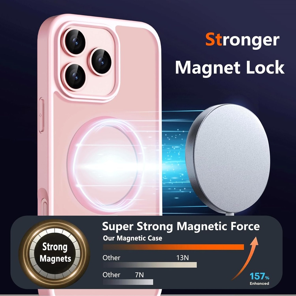 Magnetic Case for iPhone 13 Pro Max Phone Case with Privacy Screen Protector 2X,Compatible with MagSafe,Invisible Kickstand [20FT Protection],Translucent Matte Shockproof Cover for 13 ProMax,Black