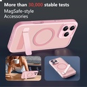 Magnetic Case for iPhone 13 Pro Max Phone Case with Privacy Screen Protector 2X,Compatible with MagSafe,Invisible Kickstand [20FT Protection],Translucent Matte Shockproof Cover for 13 ProMax,Black