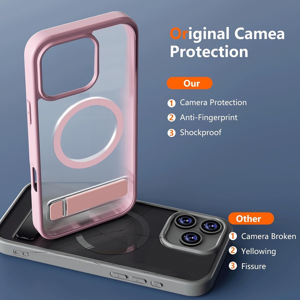 Magnetic Case for iPhone 13 Pro Max Phone Case with Privacy Screen Protector 2X,Compatible with MagSafe,Invisible Kickstand [20FT Protection],Translucent Matte Shockproof Cover for 13 ProMax,Black