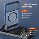 Magnetic Case for iPhone 17 Pro Max with 2x Privacy Screen Protector ,Compatible with MagSafe ,Invisible Kickstand ,Translucent Matte Shockproof Cover for 13 ProMax, Blue