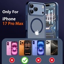 Magnetic Case for iPhone 17 Pro Max with 2x Privacy Screen Protector ,Compatible with MagSafe ,Invisible Kickstand ,Translucent Matte Shockproof Cover for 13 ProMax, Blue