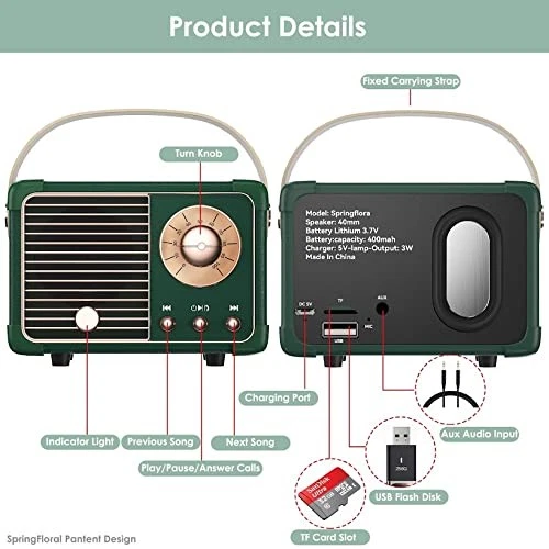 QFX RETRO RADIO RECHARGEABLE PORTABLE SPEAKER 