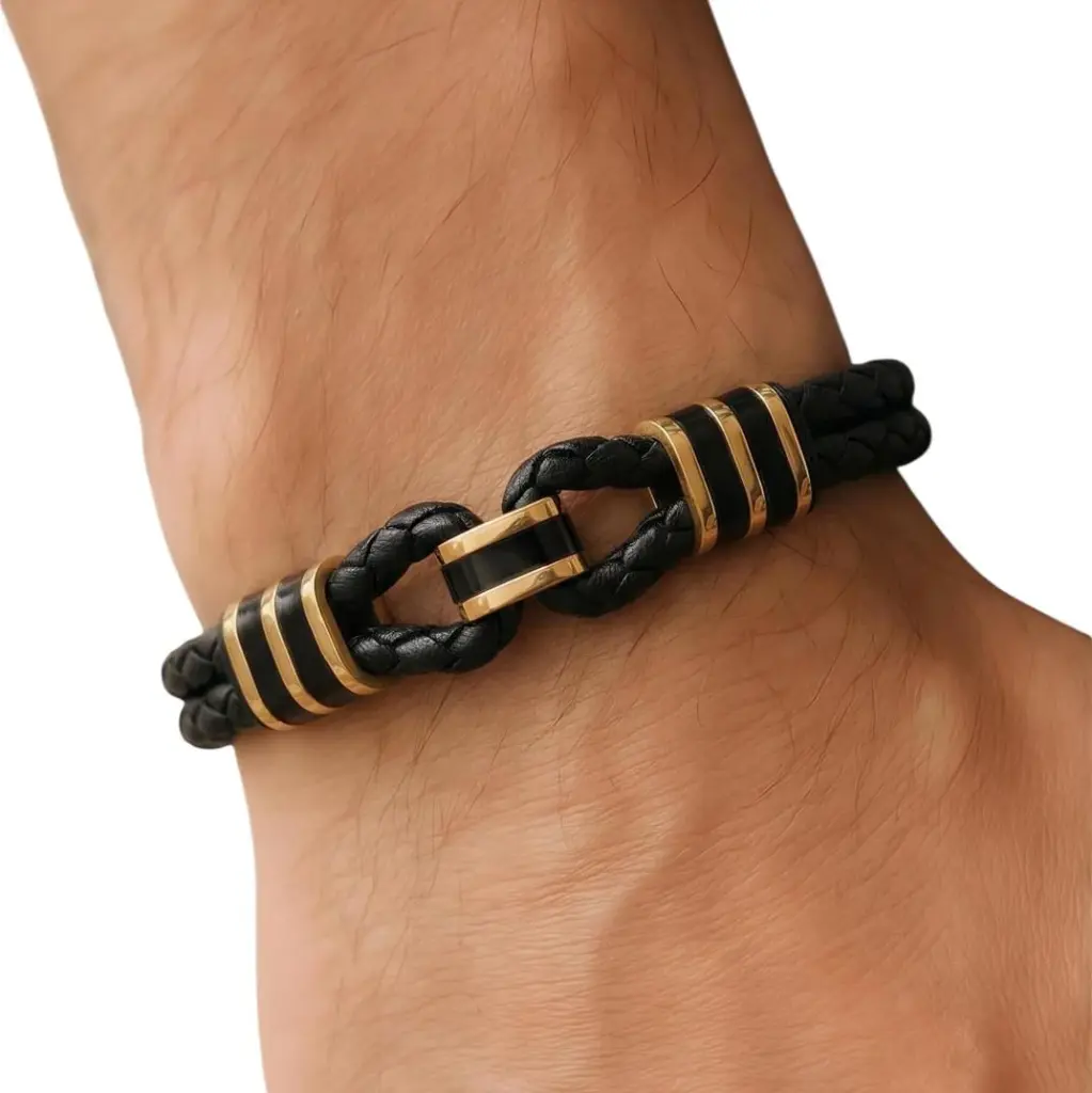 GIORGIO MILANO MEN Double Braided Leather BRACELET 2066STBL05