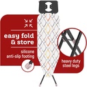 Perilla Ironing Board - Durable, Vapor Permeable, and Height Adjustable Iron Board- Heat Resistant Fabric - Metal 4 Legs with Silicone Stoppers - 33 X 110 CM Ironing Surface
