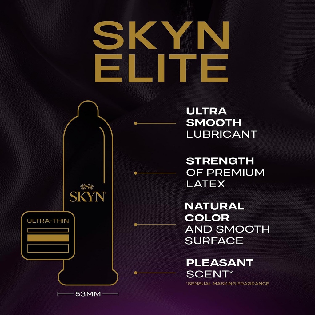 SKYN Elite Ultra Thin Lubricated Latex Free Condoms Value Pack, 46 Count