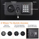 Fireproof Safe Box with Backlit Keypad, Display Screen & LED Light - Key Lock Security . Portable 