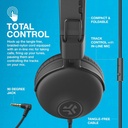 JLab Studio on-Ear Headphones with 40mm Drivers, Tangle-Free Braided Cord, Foldable, Black