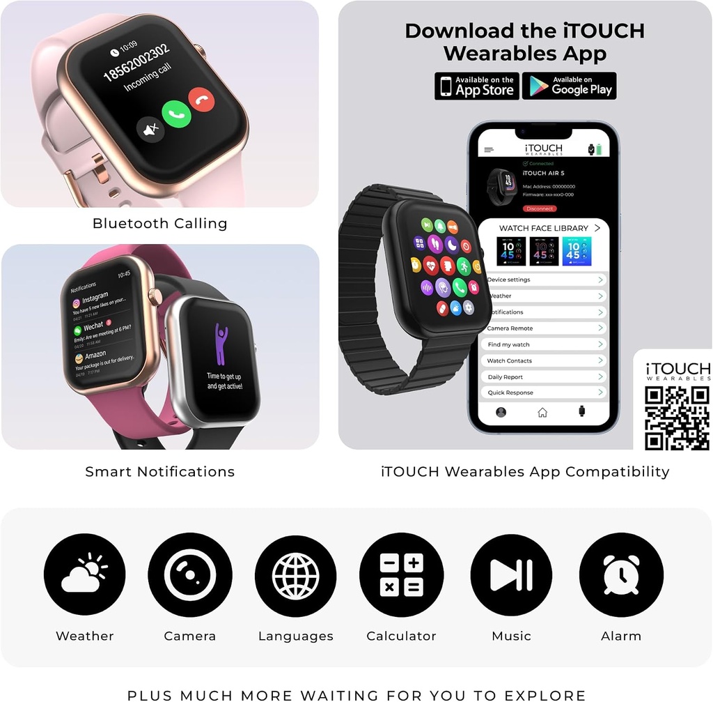 iTouch AIR 5 Smartwatch, 1.85" AMOLED Display
