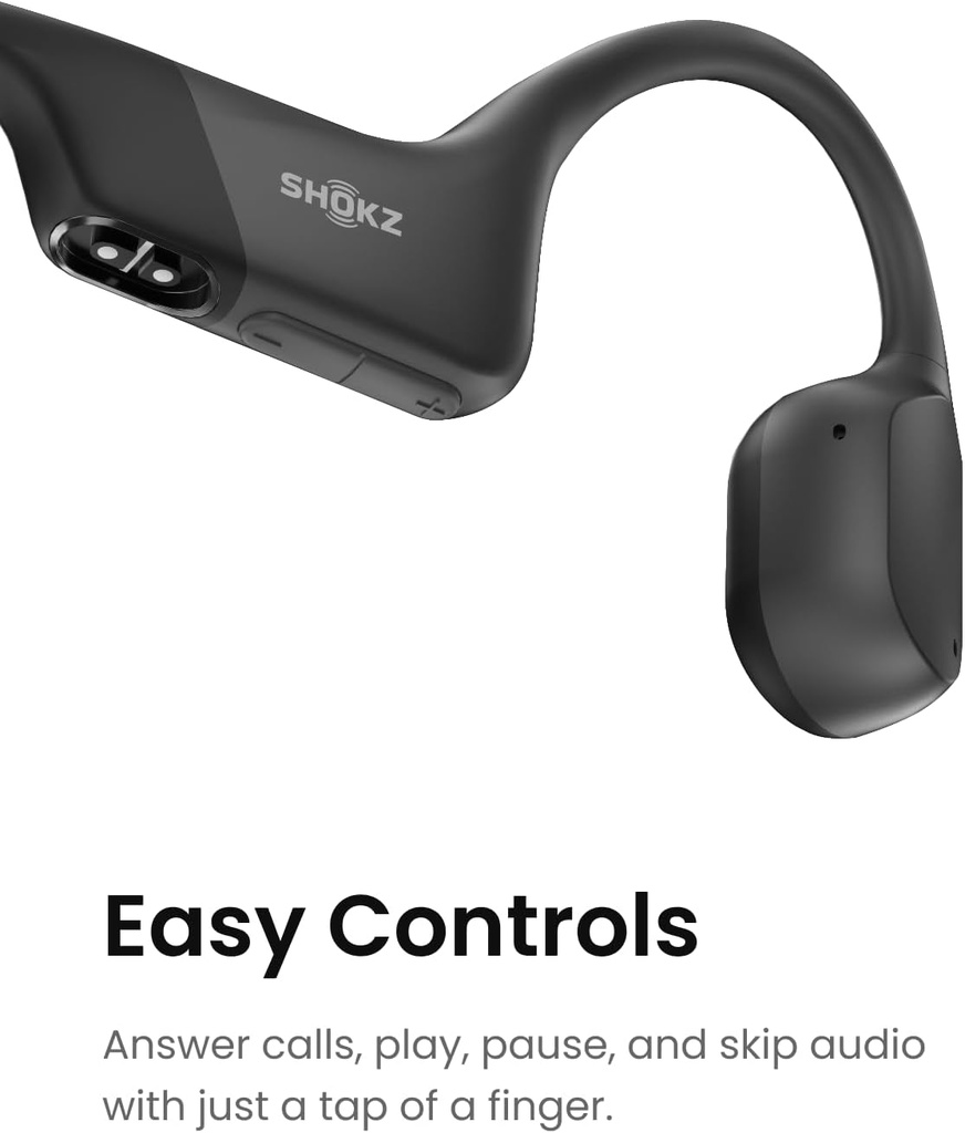 SHOKZ OpenRun Bone Conduction Open-Ear Bluetooth Sport Headphones, Black