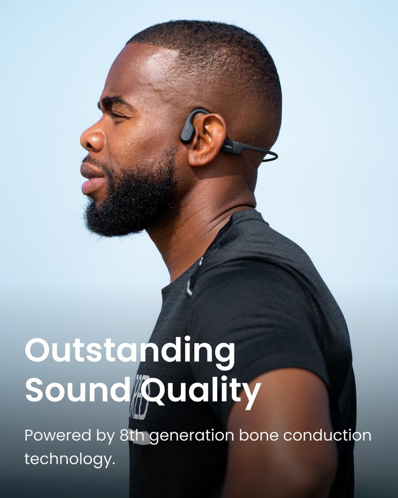 SHOKZ OpenRun Bone Conduction Open-Ear Bluetooth Sport Headphones, Black