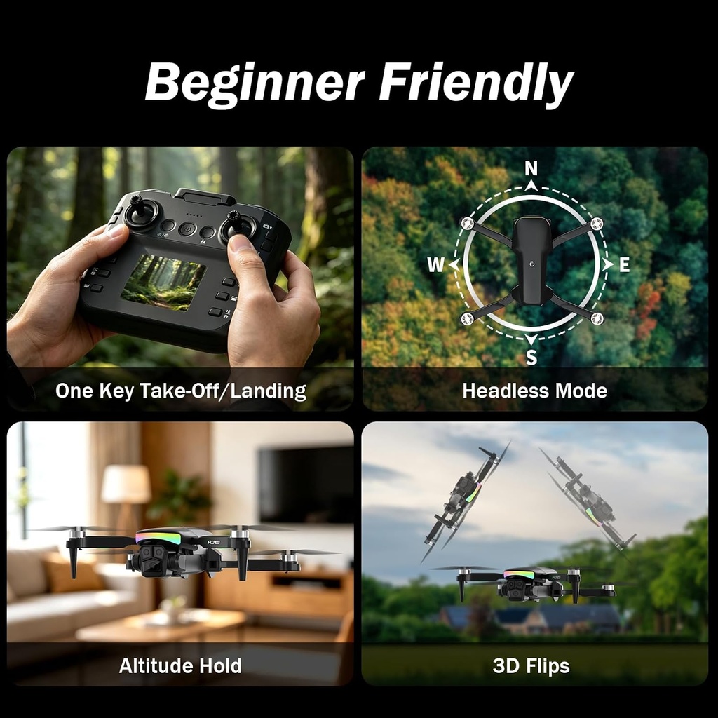 F417PRO Drone with Camera 1080P for Adults Kids, Mini Drone with HD Screen