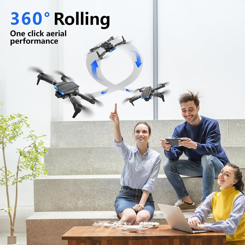 E99 Drone With Dual Camera, Foldable RC Quadcopter 