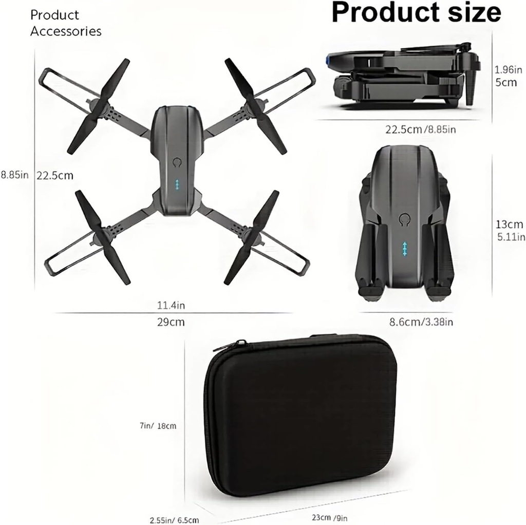 E99 Drone With Dual Camera, Foldable RC Quadcopter 