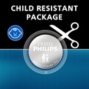 PHILIPS CR2032 Battery 50 Pack, 3v Lithium Coin Cell Battery Long-Lasting Coin and Button Cell Batteries (50 Pack)