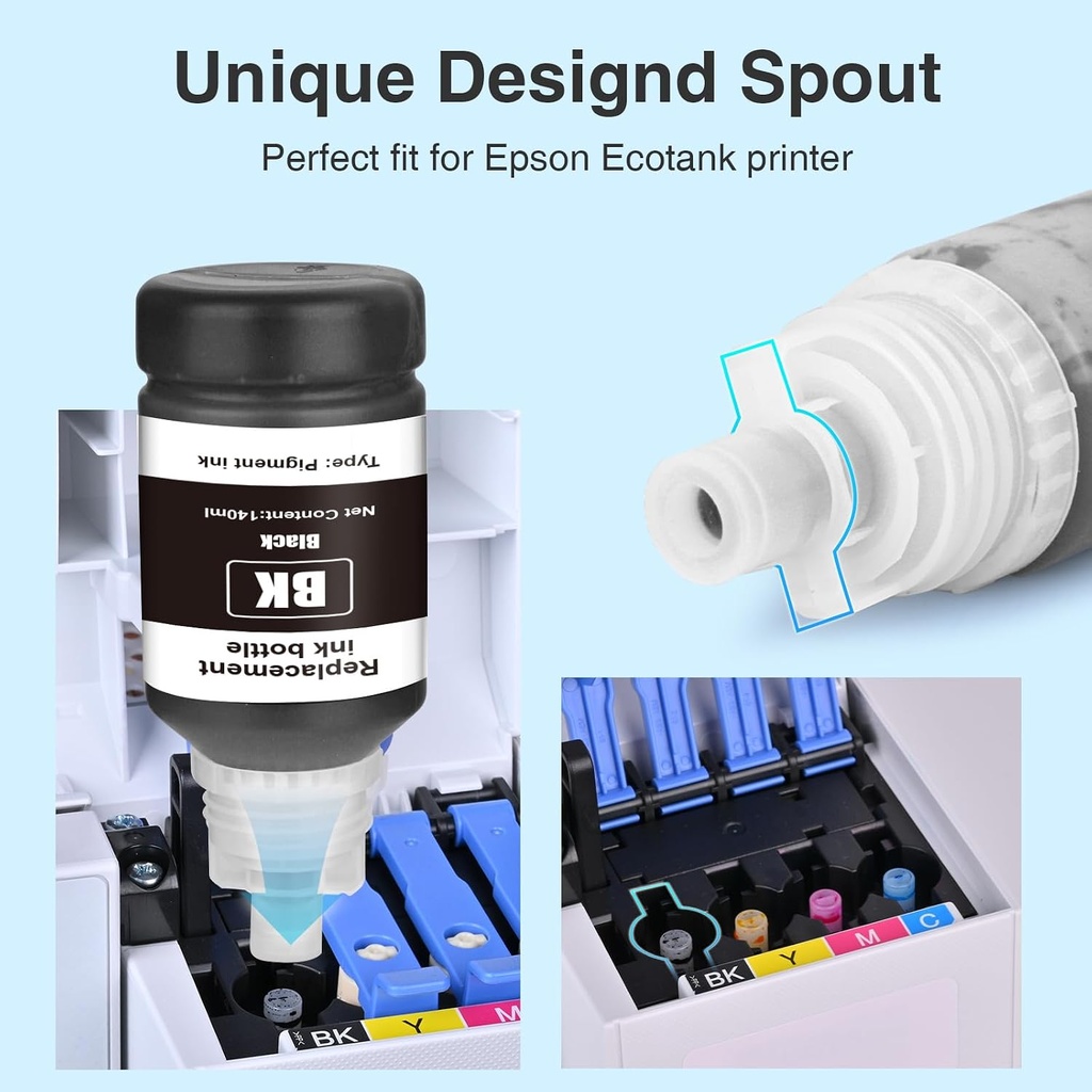 FASLVINK Compatible Ink Refill Bottles Replacement for Epson 502 Ink Black