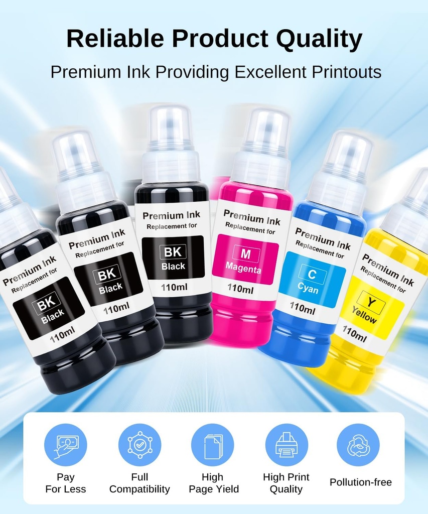 OFCINK Compatible Ink Bottle Replacement for Epson 522 Ink Refill | Compatible with Epson EcoTank ET-2800