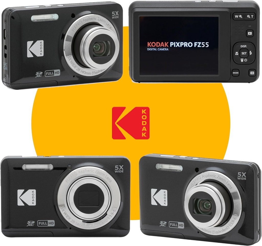 KODAK PIXPRO FZ55 16MP Digital Point & Shoot Camera,Bundle (Black)