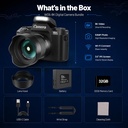 Cameras for Photography, 64MP Dual Lens Vlogging Camera & 32GB Card (Black)