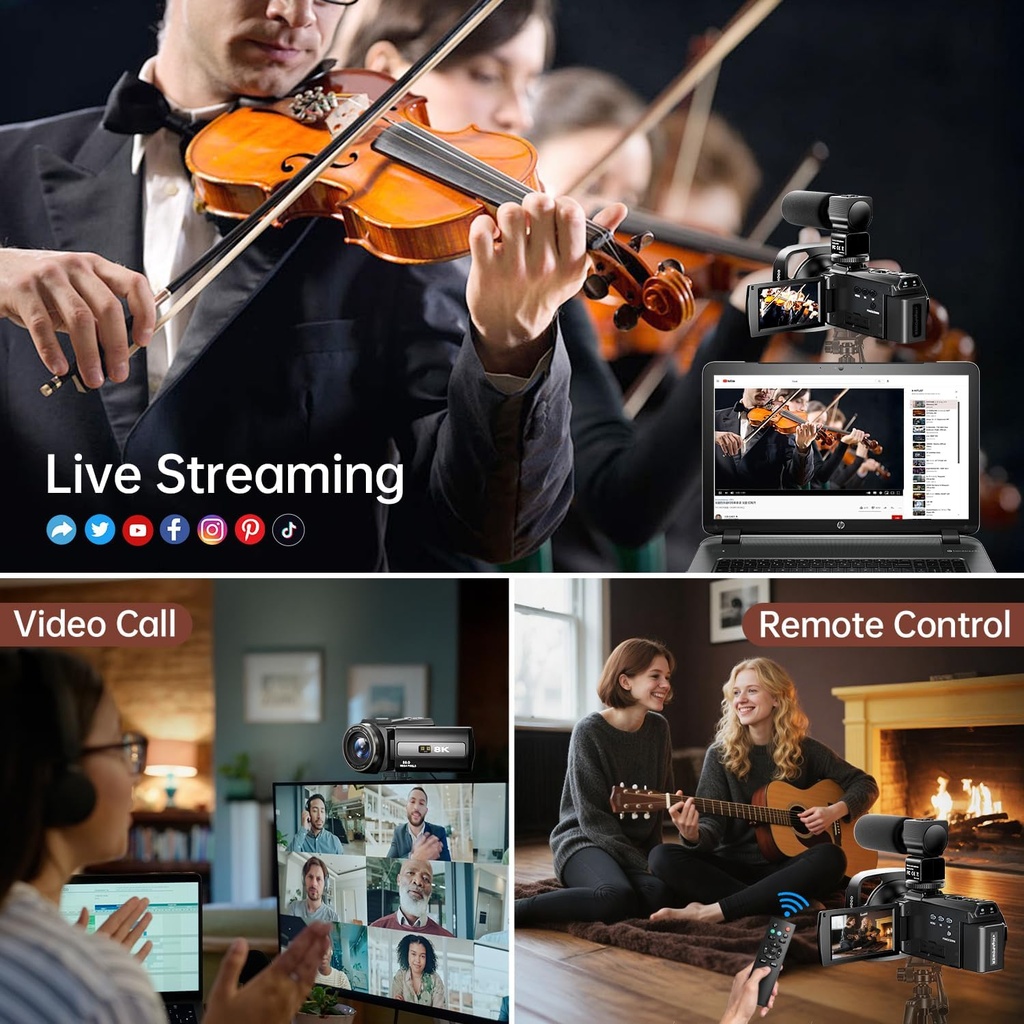 FlyFrost 8K Video Camera 88MP UHD WiFi Vlogging Cameras hdv255k