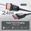 etguuds 240W USB C to USB C Cable 10ft, 2-Pack C to C Cable Fast Charging