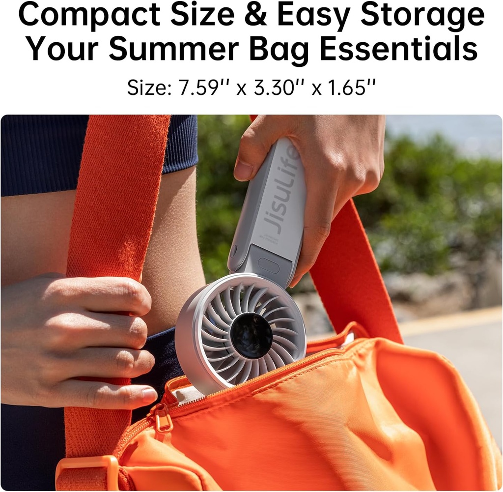 JISULIFE Portable Handheld Fan Life7: 3-in-1 Hand, Desk & Neck Fan- Gery