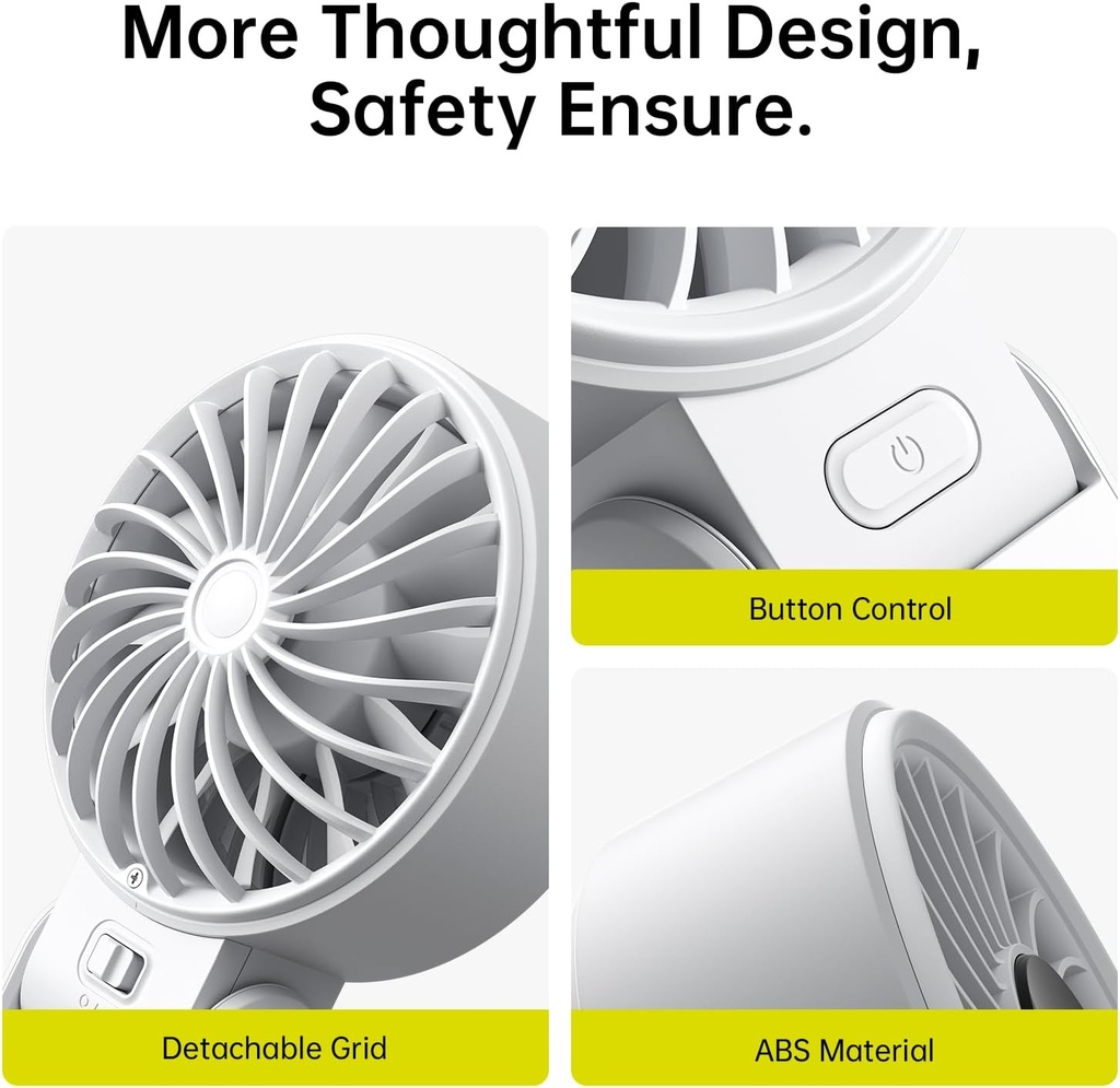 JISULIFE Portable Handheld Fan Life7: 3-in-1 Hand, Desk & Neck Fan- Gery