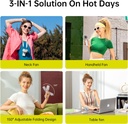 JISULIFE Portable Handheld Fan Life7: 3-in-1 Hand, Desk & Neck Fan- Gery