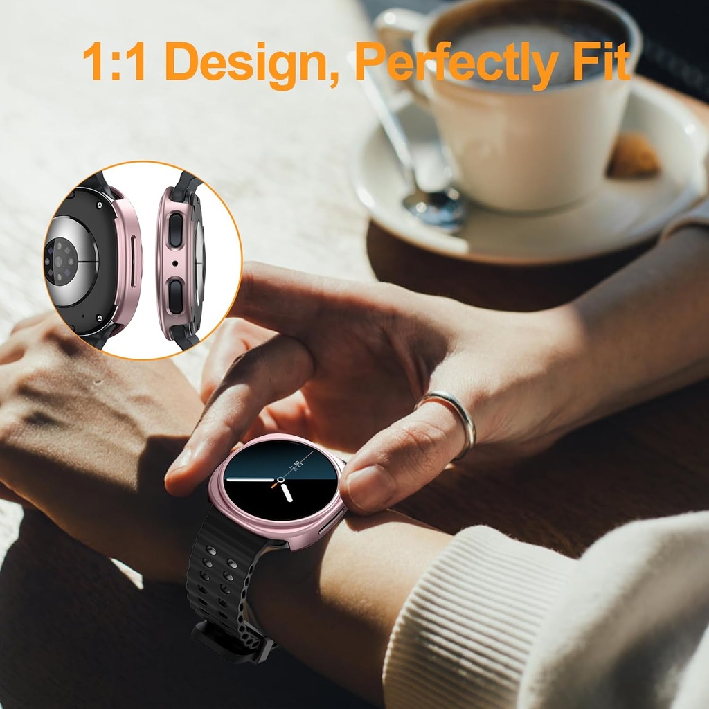 Landhoo 6+6 Pack for Samsung Galaxy Watch 8/9 40mm Screen Protector Case | Hard PC bumper + HD highly responsive touch tempered glass. anti-fog, Waterproof..