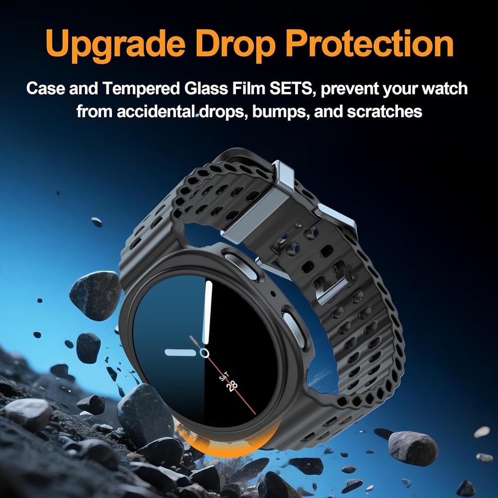Landhoo 6+6 Pack for Samsung Galaxy Watch 8/9 40mm Screen Protector Case | Hard PC bumper + HD highly responsive touch tempered glass. anti-fog, Waterproof..