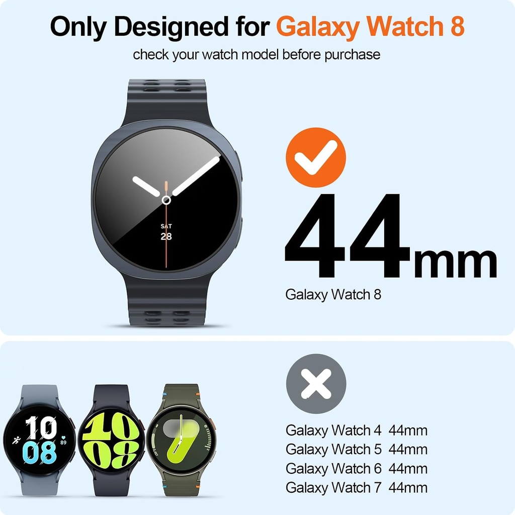 Landhoo 6+6 Pack for Samsung Galaxy Watch 8/9 40mm Screen Protector Case | Hard PC bumper + HD highly responsive touch tempered glass. anti-fog, Waterproof..