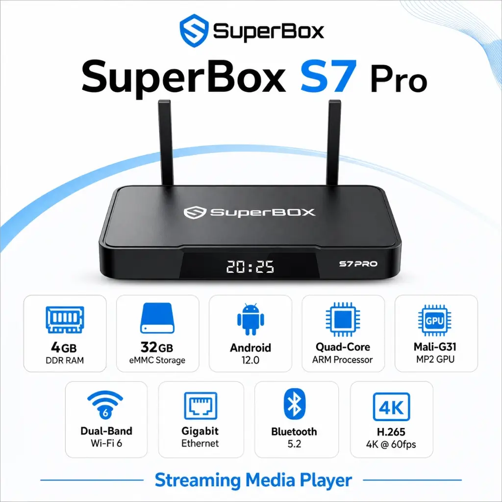 SuperBOX S7 Pro Android 12.0 TV Box 6K UHD 4GB 32GB WiFi 