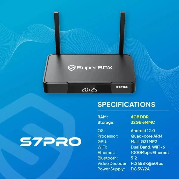 SuperBOX S7 Pro Android 12.0 TV Box 6K UHD 4GB 32GB WiFi 
