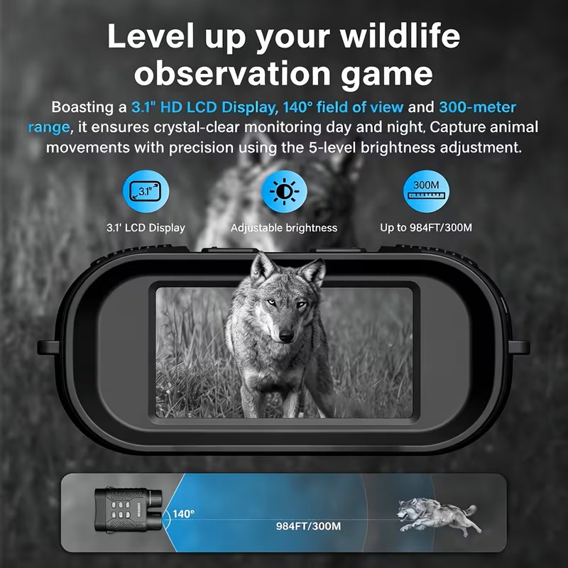 ENNOVOR Night Vision Binoculars 4400mAh Rechargeable Battery, 4k Video & Photo, Suitable for Security, Hunting, And Camping (25mm/50mm)
