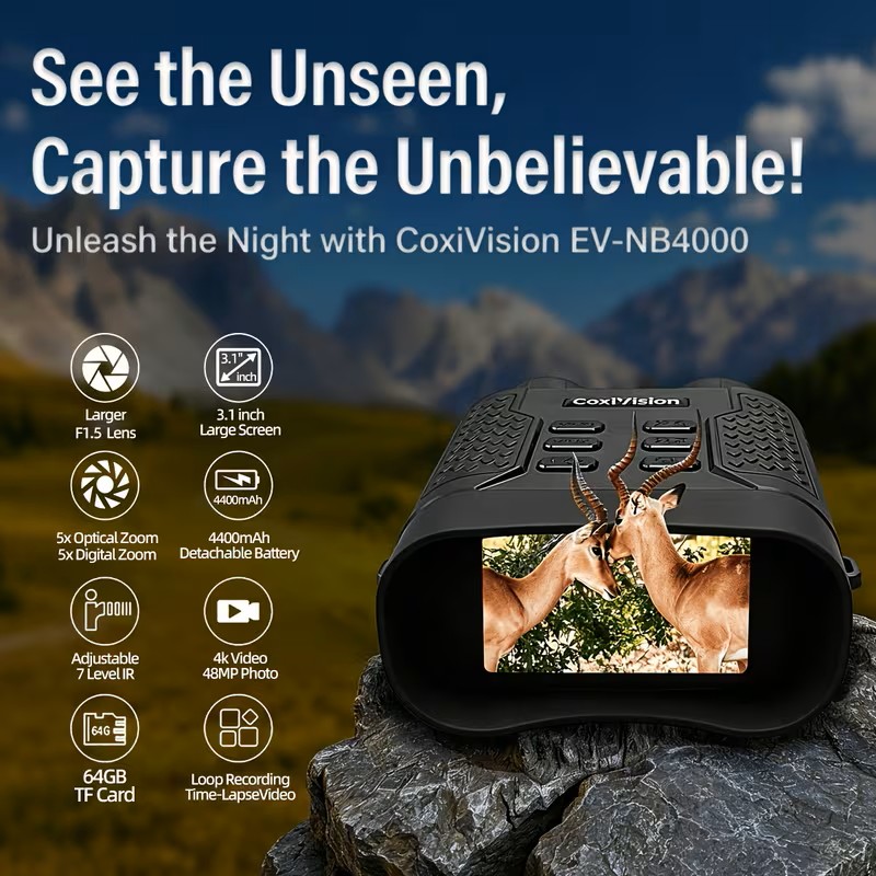 ENNOVOR Night Vision Binoculars 4400mAh Rechargeable Battery, 4k Video & Photo, Suitable for Security, Hunting, And Camping (25mm/50mm)