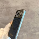  MWCX Frameless Gem Blue Wood Grain Mobile Phone Cover Magnetic Suction Charging Mobile Phone Case High-End Feeling Suitable for IPHONE 14PRO