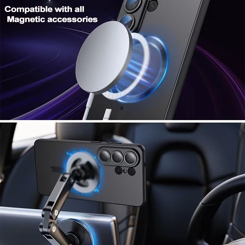  Luxury Magnetic Wireless Charging Matte Shockproof Soft Phone Case for Samsung Galaxy S24 Ultra Series - Burgundy