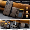 Magnetic Wallet Cover  Featuring a Card Holder, Removable Wireless Charging Faux Leather Stand Case with 8 Card Compartments, And RFID Protection - IPHONE 16PRO - BROWN