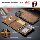 Magnetic Wallet Cover  Featuring a Card Holder, Removable Wireless Charging Faux Leather Stand Case with 8 Card Compartments, And RFID Protection - IPHONE 16PRO - BROWN