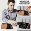 Magnetic Wallet Cover  Featuring a Card Holder, Removable Wireless Charging Faux Leather Stand Case with 8 Card Compartments, And RFID Protection - IPHONE 16PRO - BROWN