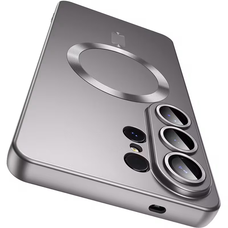  Luxury Magnetic Wireless Charging Matte Shockproof Soft Phone Case for Samsung Galaxy S24 Ultra Series - Burgundy