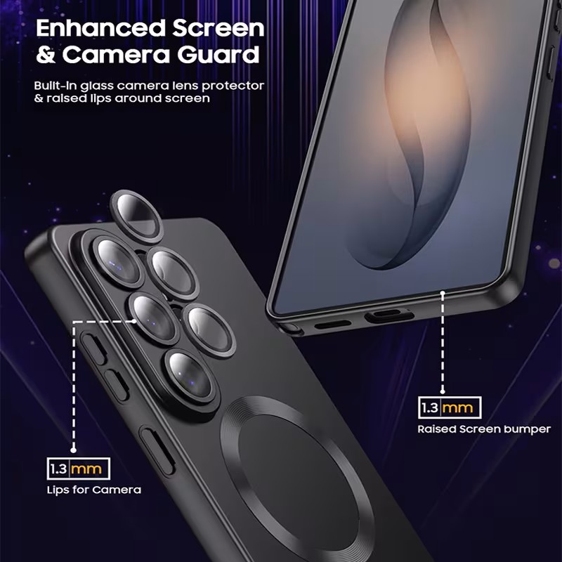  Luxury Magnetic Wireless Charging Matte Shockproof Soft Phone Case for Samsung Galaxy S24 Ultra Series - Burgundy