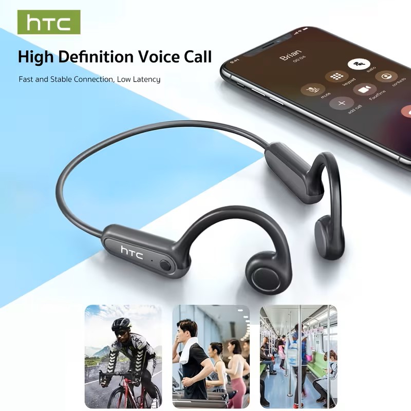 HTC NE66 Bluetooth 5.4 Bone Conduction Headphones Stable Connection Low Latency Wireless Earbuds for Sports Gaming Music Calls